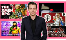Jake Ryan on a pink background surrounded by thumbnails of his favorite videos.