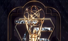 The 75th Emmy Awards logo and statue.