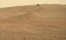 NASA's Perseverance rover filmed the Ingenuity helicopter during its 54th flight.