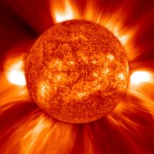 Sun experiencing a coronal mass ejection