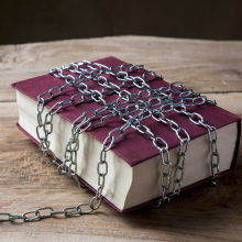 a book under chains