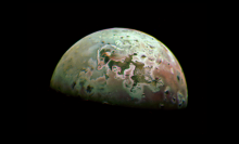 A new image of the volcanic moon Io captured by NASA's Juno probe.