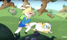 Fionna and Cake running across the Land of Ooo in "Adventure Time: Fionna & Cake."