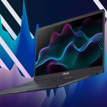 the asus laptop l510 against an abstract background